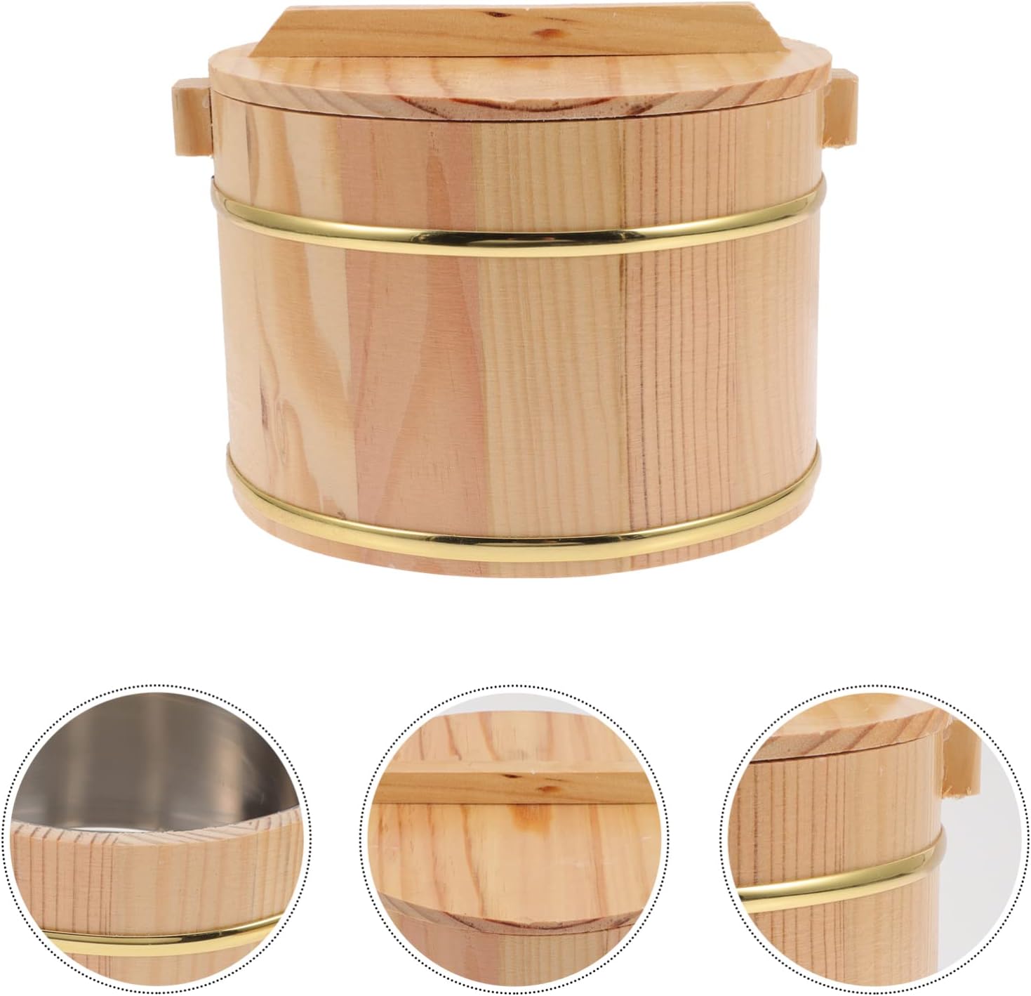 Alipis 1 juego de cubo de arroz de madera barril al vapor barril de madera sushi arroz tazón Hangiri Sushi Oke mezcla de arroz con tapa para el