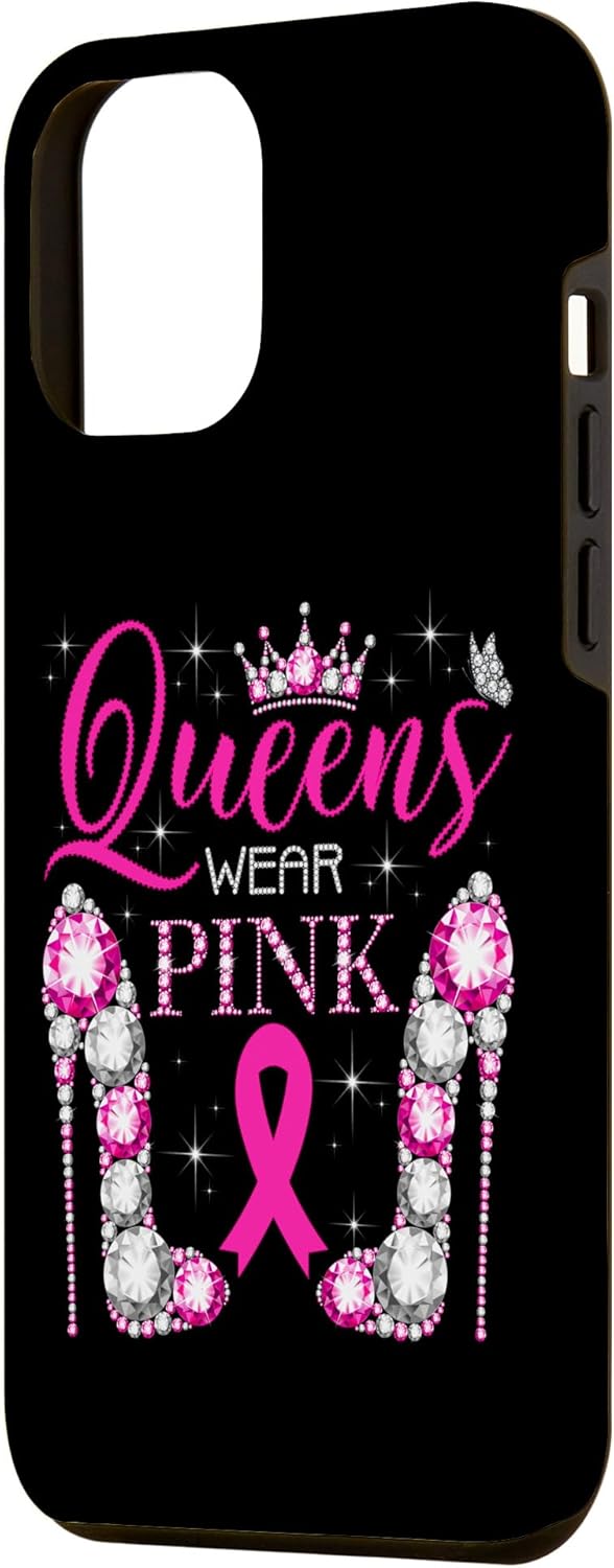 iPhone 12 Pro Max Queens Wear Rosa Concientización del Cáncer de Mama Estuche con Cinta Rosa