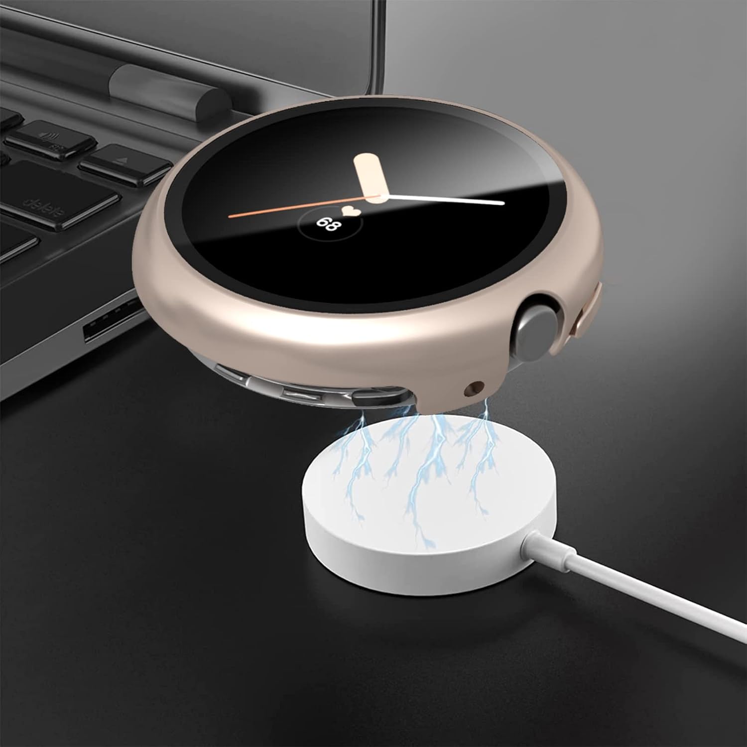 JZK – Juego de 2 fundas protectoras de pantalla para Google Pixel Watch 2 (2023), protector de pantalla de cristal, resistente a los arañazos,