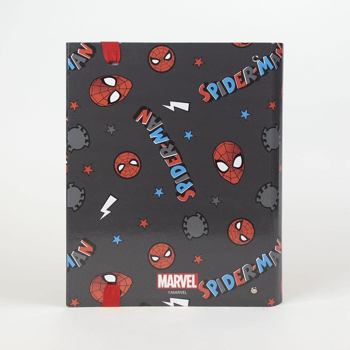 CERDÁ LIFE’S LITTLE MOMENTS – Archivador 4 Anillas Niño de Spiderman con Tapa Dura y Cierre con Goma – Licencia Oficial Marvel