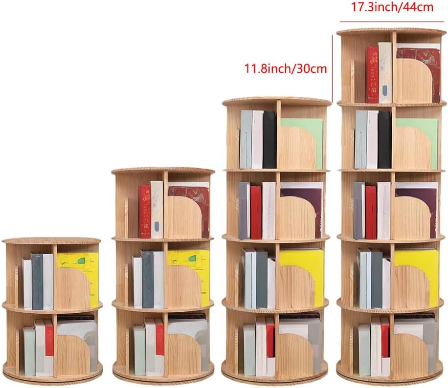 YQSDG Estantería giratoria de 360 grados de madera para niños y adultos, organizador multifuncional (4 niveles)
