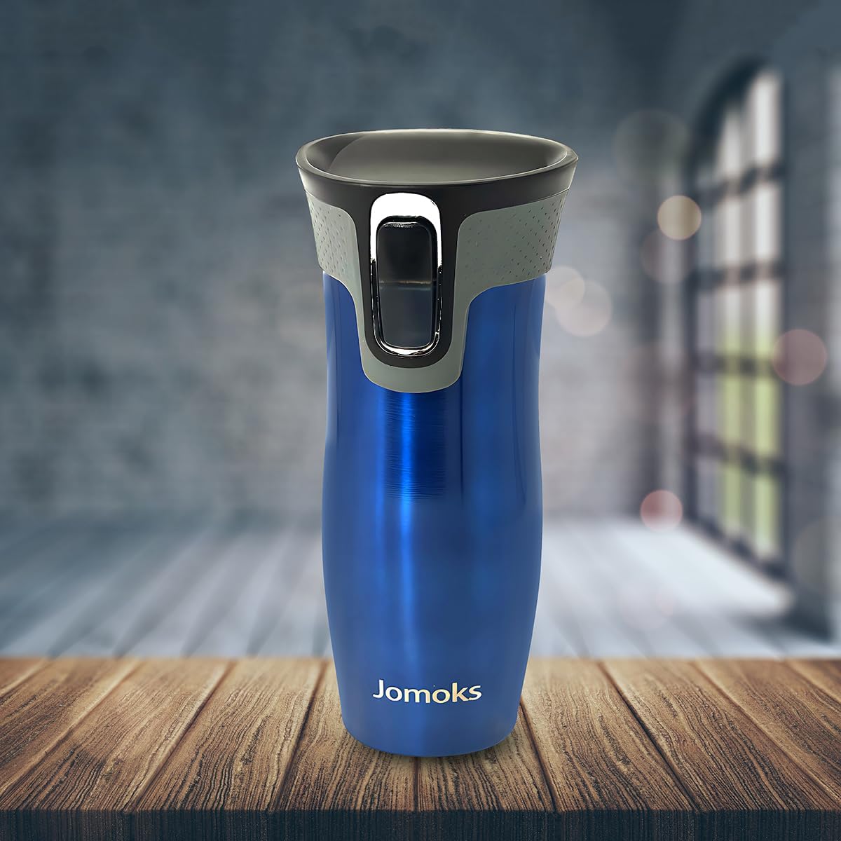 Jomoks Thermos – Taza de viaje de café de acero inoxidable con tapa, a prueba de derrames, aislada al vacío, mantiene las bebidas calientes hasta 5