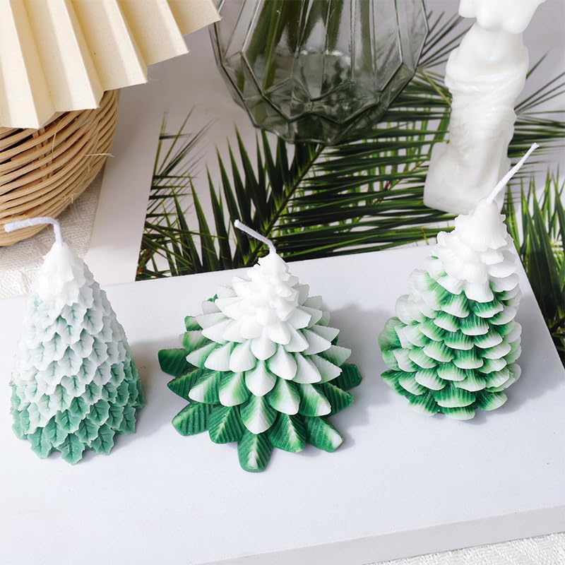 4 moldes de silicona para árbol de Navidad, moldes de velas 3D para hacer velas perfumadas, hechas a mano, jabón, bomba de baño, loción, barra de