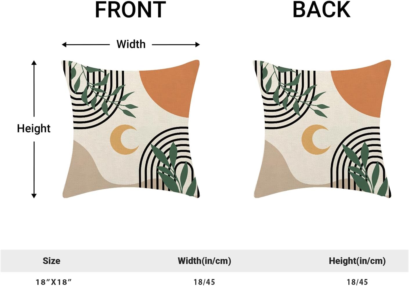 Juego de 2 fundas de almohada bohemias de 18 x 18 pulgadas, fundas de almohada bohemias de mediados de siglo, fundas de cojín abstractas tropicales