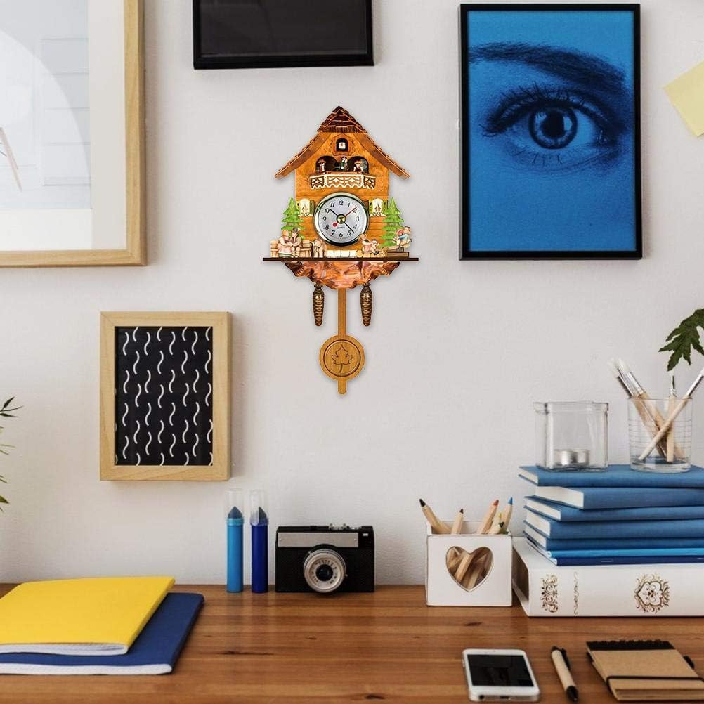 Reloj de cuco antiguo de madera cuco Birdhouse reloj de pared decoración del hogar reloj de cuco colgante de campana oscilante automática péndulo