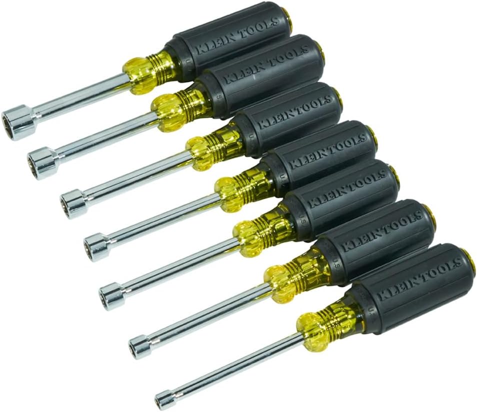 Klein Tools Juego de herramientas 631M, fabricado en Estados Unidos, destornilladores de tuercas magnéticos, tamaños 316, 14, 516, 1132, 38, 716 y