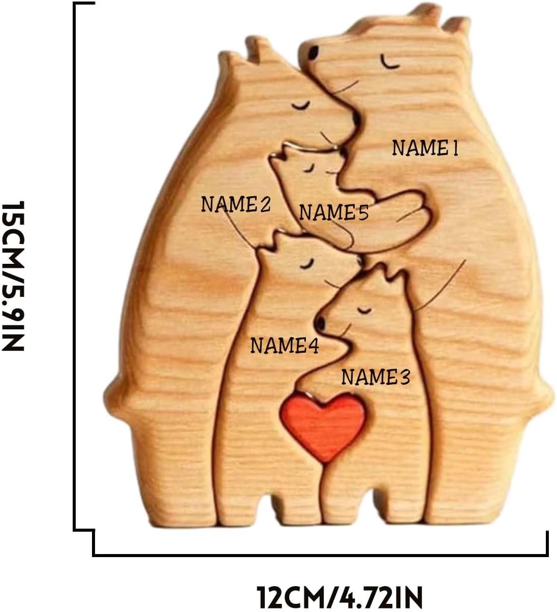 Rompecabezas de madera personalizado para la familia, regalos con nombre, rompecabezas de madera personalizable con 1-8 nombres, pieza decorativa