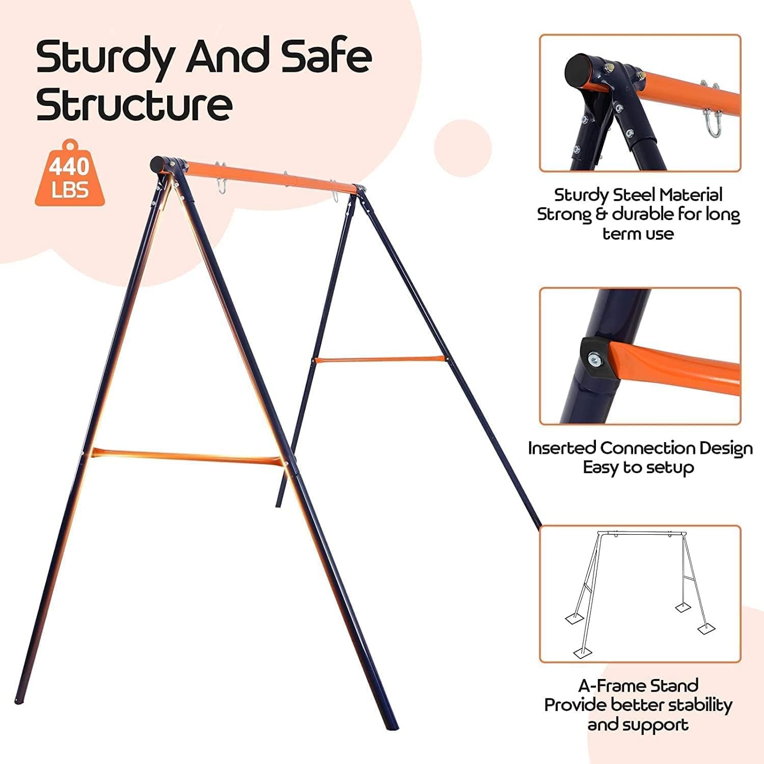 ZENY Juego de columpios con platillo para patio trasero  40 pulgadas de telaraña de tela Oxford Swing Mat y resistente marco de metal para patio de