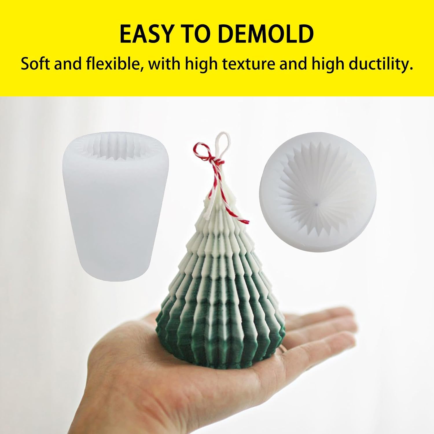 VUTEHO Moldes grandes para velas de árbol de Navidad, moldes de vela con forma de árbol de Navidad de origami, moldes de vela de Navidad 3D para
