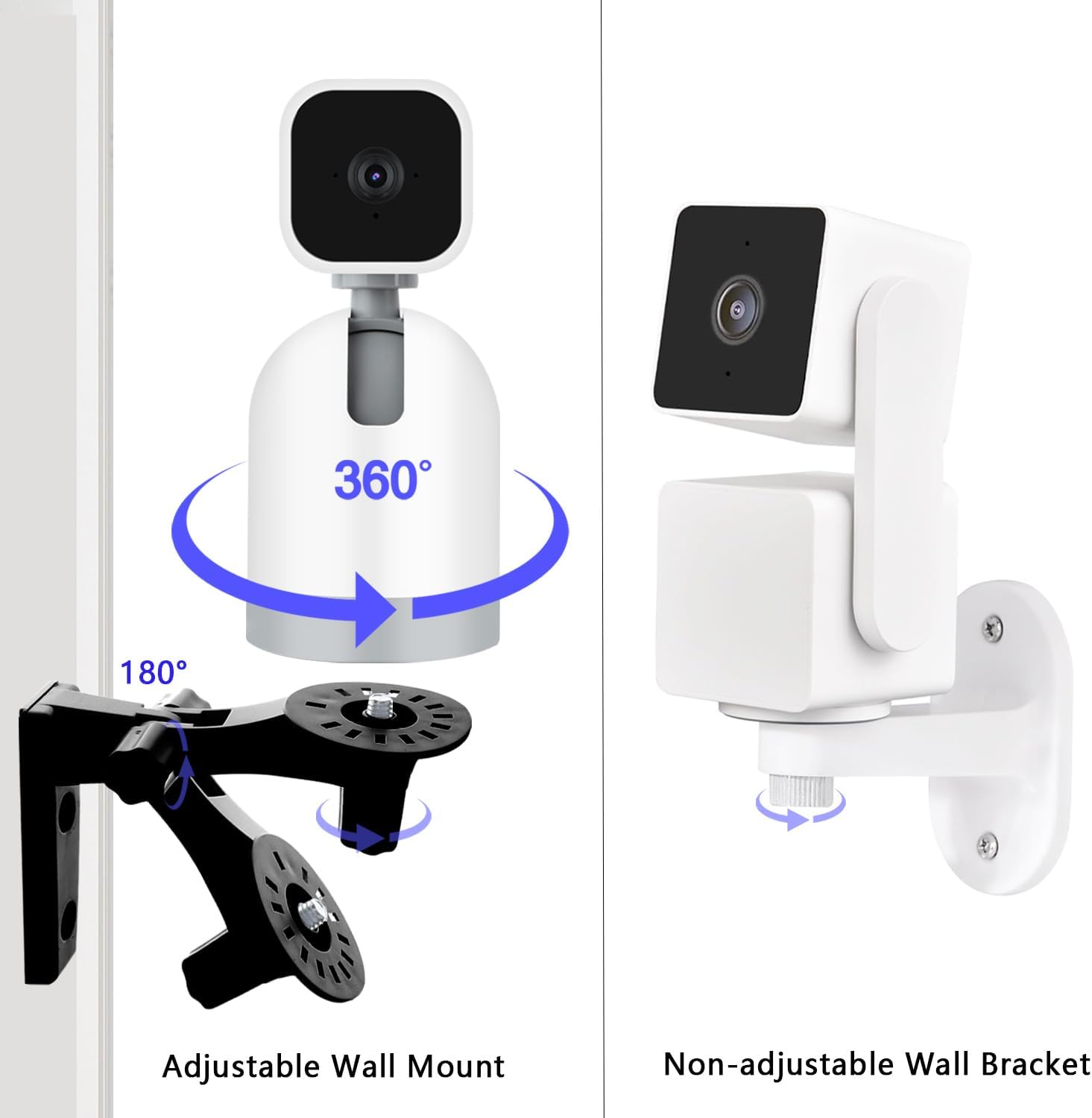 TEKCAM Soporte de pared para cámara compatible con Blink Mini Pan-Tilt WYZE Cam Pan V3, soporte de pared negro para cámara de techo ajustable de