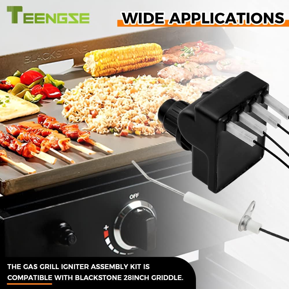TEENGSE Kit de montaje de encendedor de parrilla, generador de chispas de parrilla de gas, encendedor electrónico de batería AA, encendedor de