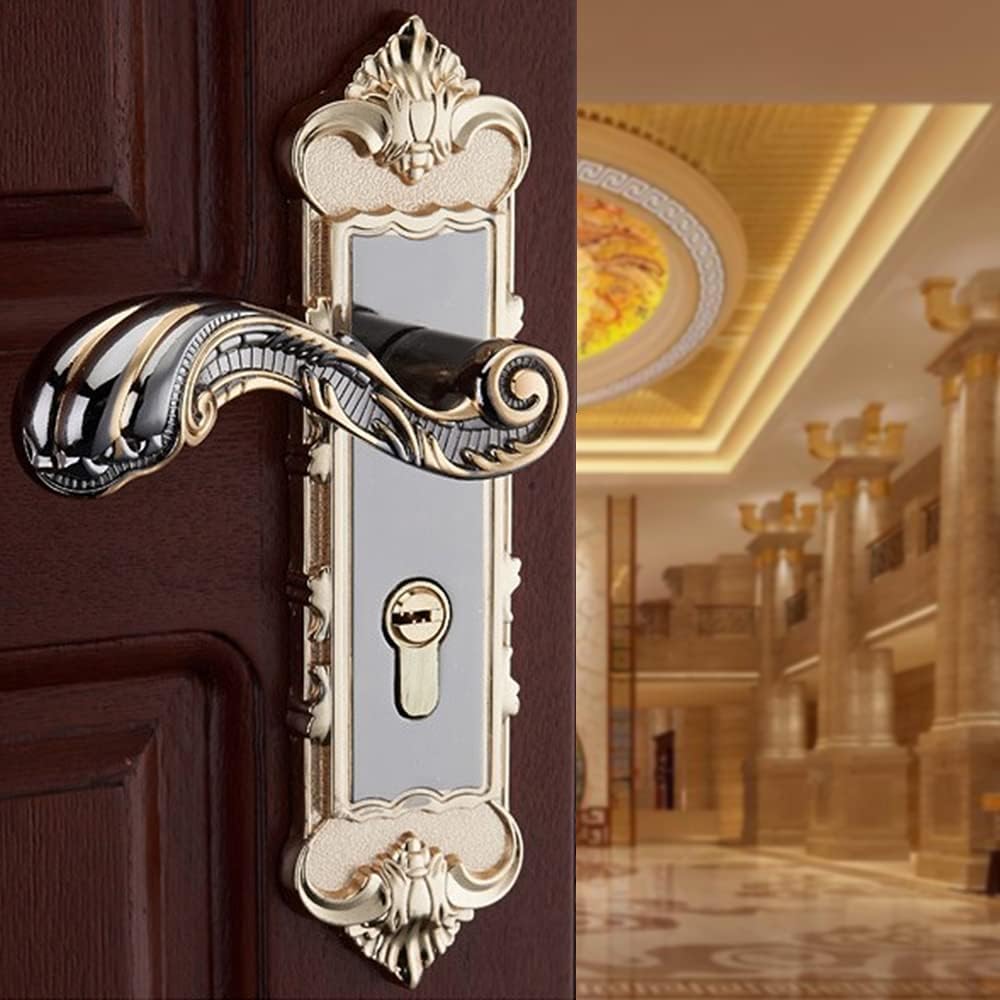 Eapmic Juego de cerradura de puerta universal de estilo europeo para dormitorio interior (aleación negra)
