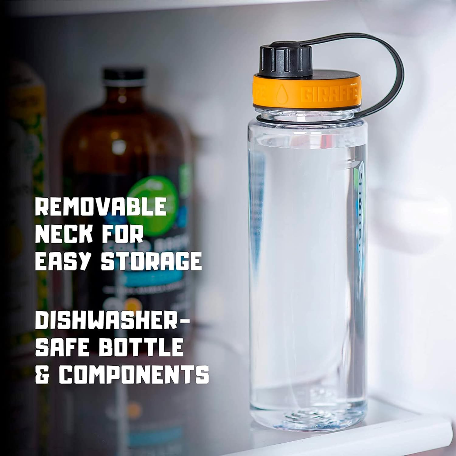 Tower – Sistema de bebida manos libres, botella Tritan transparente, con soporte para botella montado en tubo redondo (longitud 30 pulgadas  29.9 in)