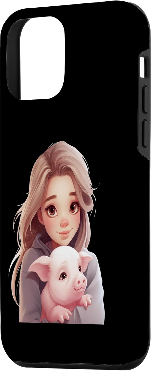 iPhone 12 mini cute girl hugging pig animal rights friend pet lover Idea Cr Case