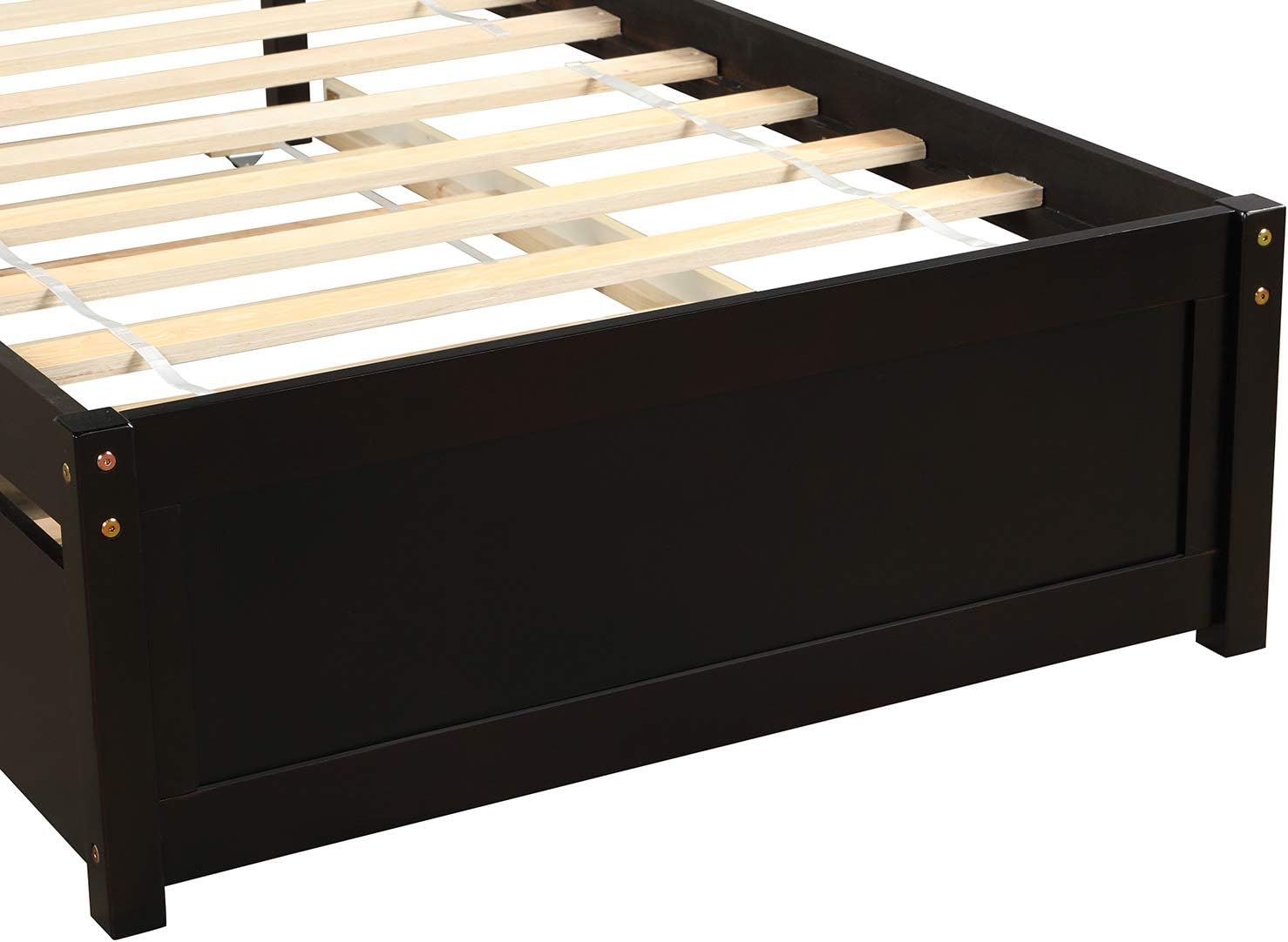 Harper & Bright Designs Cama individual con cama nido, cama individual de plataforma de madera con cabecera y base de colchón estribo, fuerte