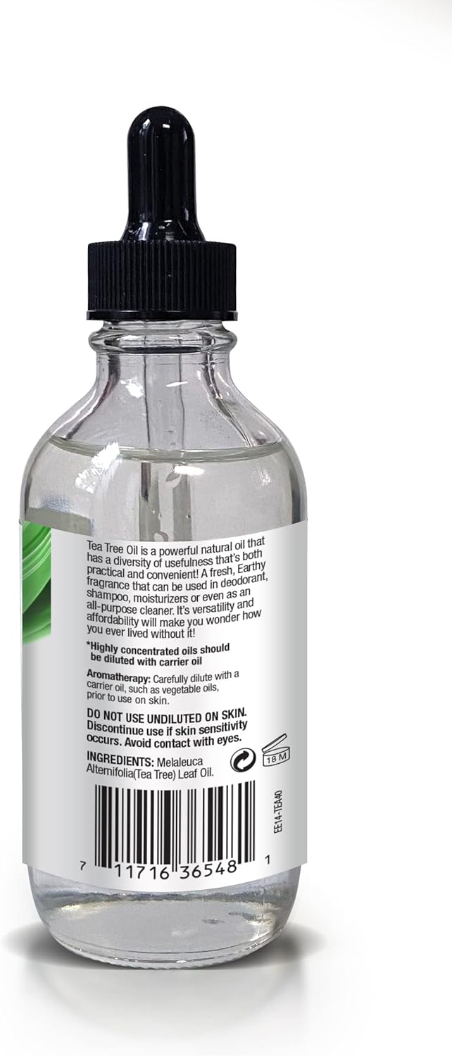 Ethereal Nature Aceite de árbol de té, perfecto para difusores de aromaterapia, cuidado de la piel o el cabello, belleza DIY, 4 onzas líquidas