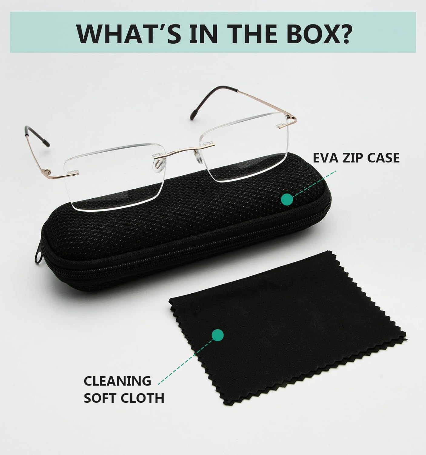 Eyekepper Gafas de lectura sin marco para hombre, lector rectangular sin montura – dorado +1.75