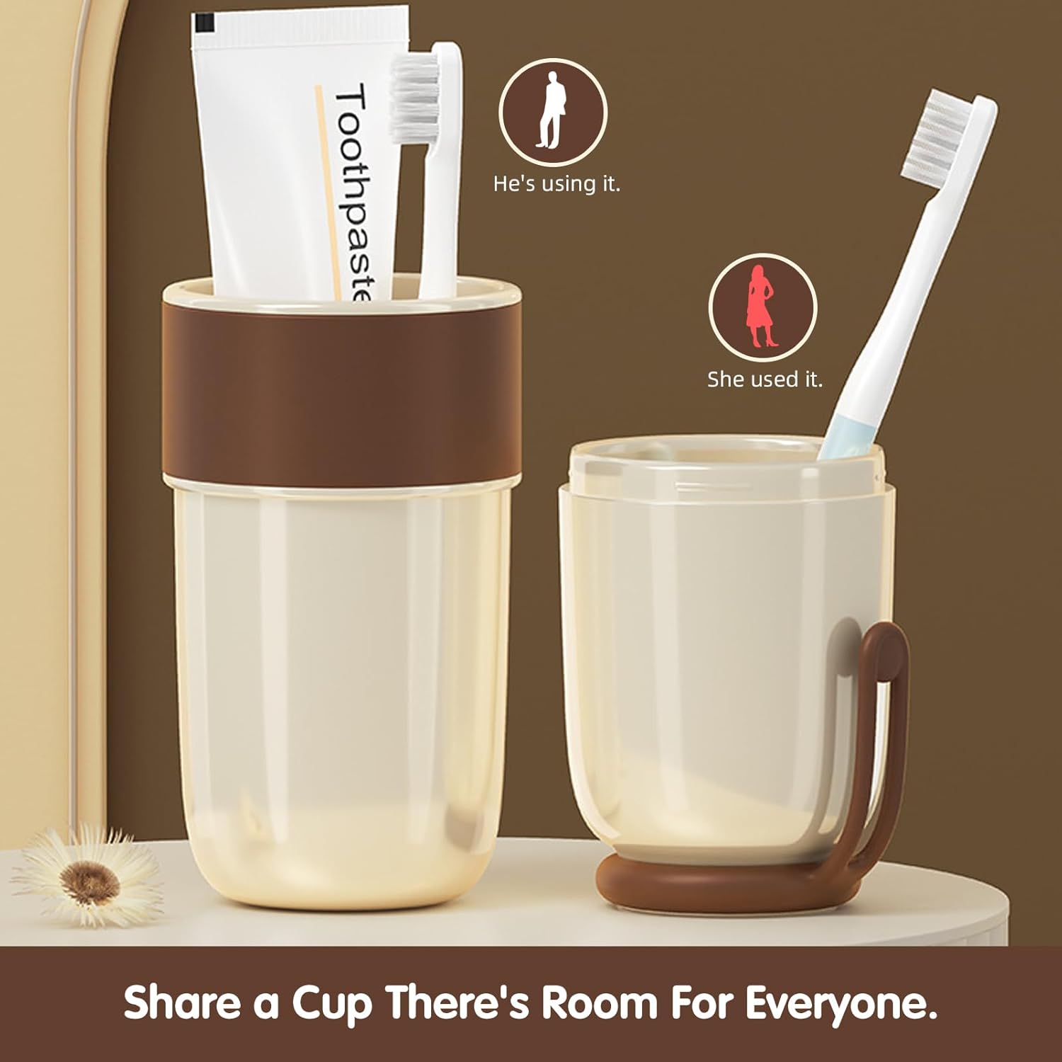 Estuche para cepillo de dientes de viaje, taza portátil multifunción para cepillos de dientes con mango de silicona, contenedor de cepillo de
