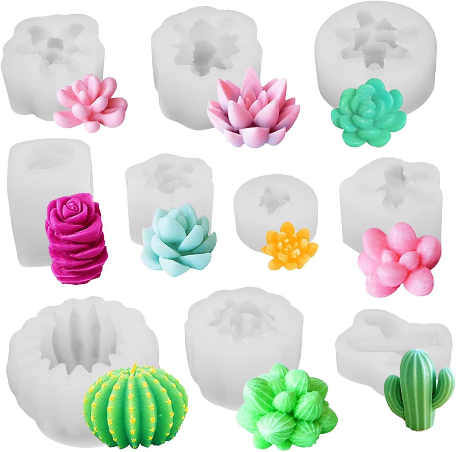 EXCEART 30 piezas de molde de jabón de resina epoxi molde de silicona para suculentas, moldes de cera para velas, molde de escritorio, decoración de