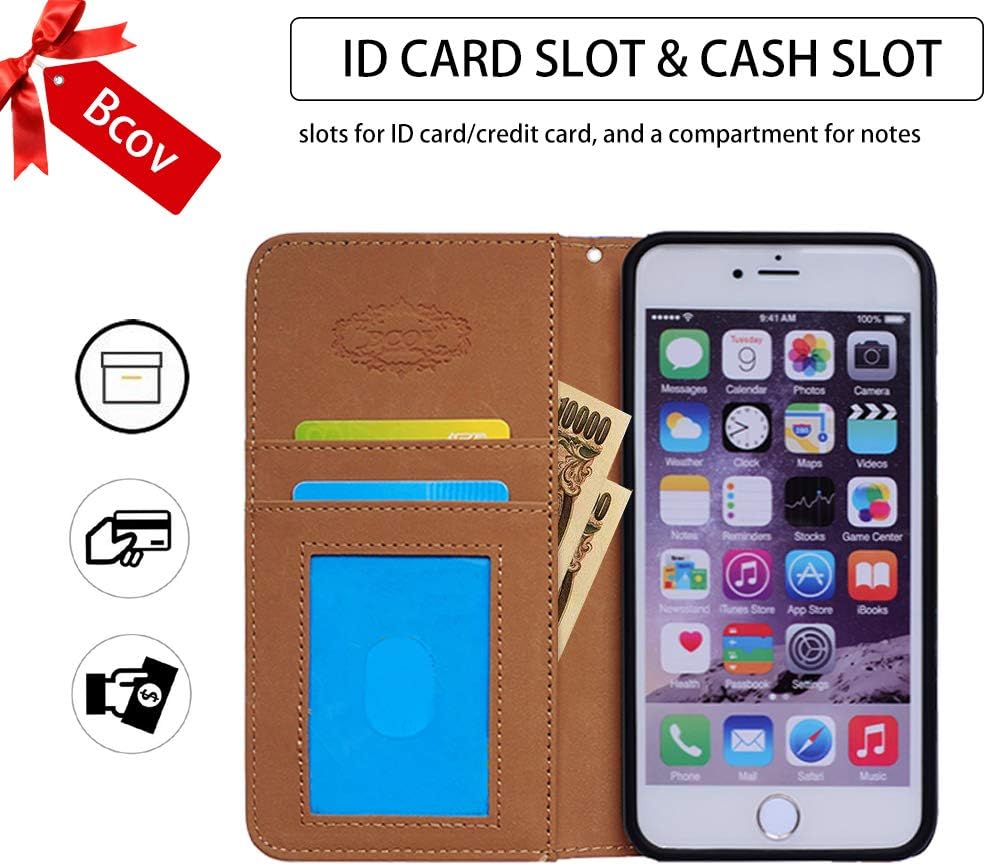 Bcov Funda para iPhone 15 Pro Max, funda de piel con tapa y soporte para tarjeta y soporte para iPhone 15 Pro Max
