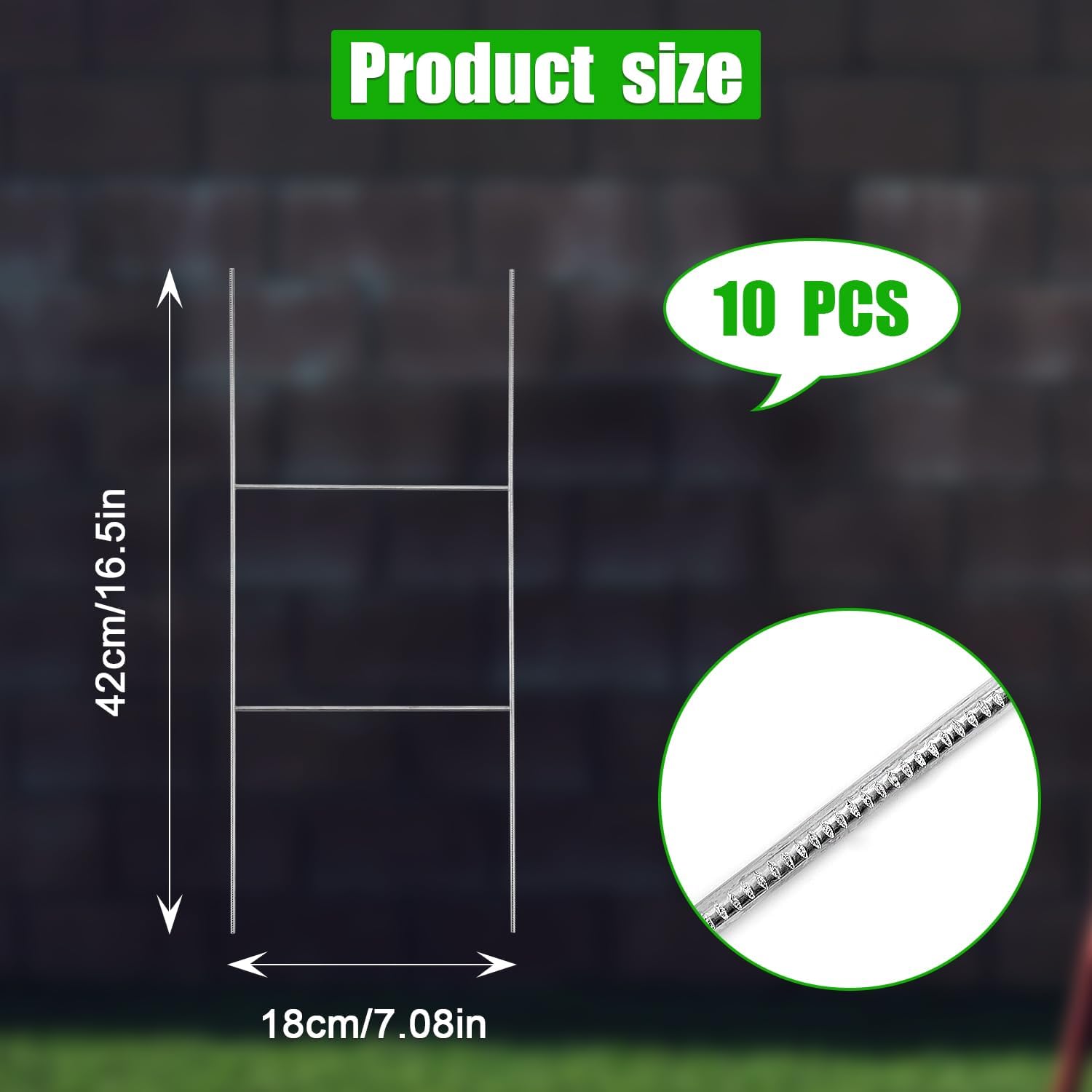 10 estacas para letreros de patio, marco de 16.5 x 7 pulgadas, estacas de alambre resistentes para patio, estacas de metal para carteleras, soportes