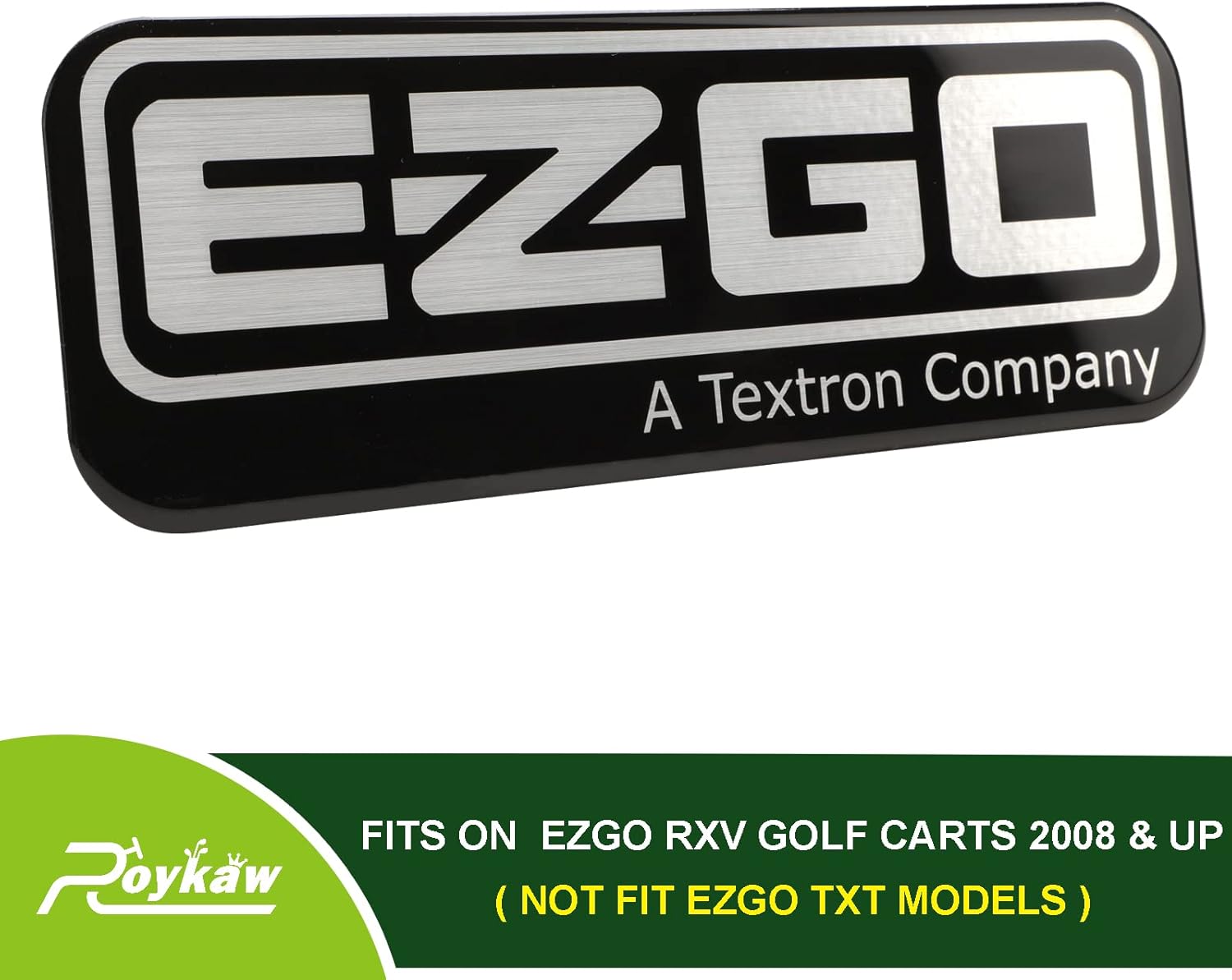 Roykaw EZGO RXV – Placa de identificación frontal para carrito de golf para modelos eléctricos y de gas 2008 en adelante, reemplaza al OEM # 606405