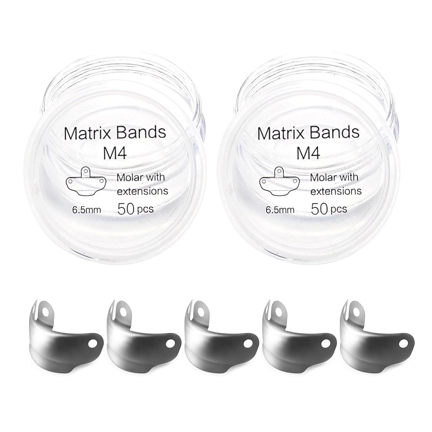 50 bandas de matriz de matriz contorneada seccional dental, bandas de matriz dental M4, bandas de matriz dental para restauraciones dentales (0.236