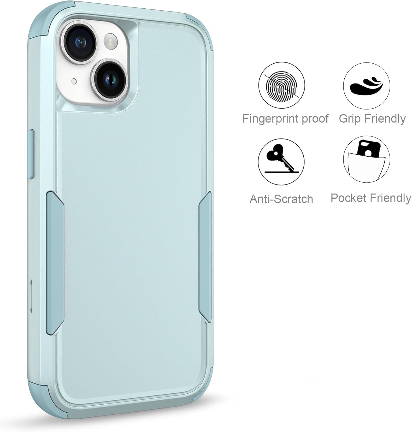 BENTOBEN Funda para iPhone 15, 3 en 1, resistente, híbrida, a prueba de golpes, policarbonato duro, TPU suave, antideslizante, protección para
