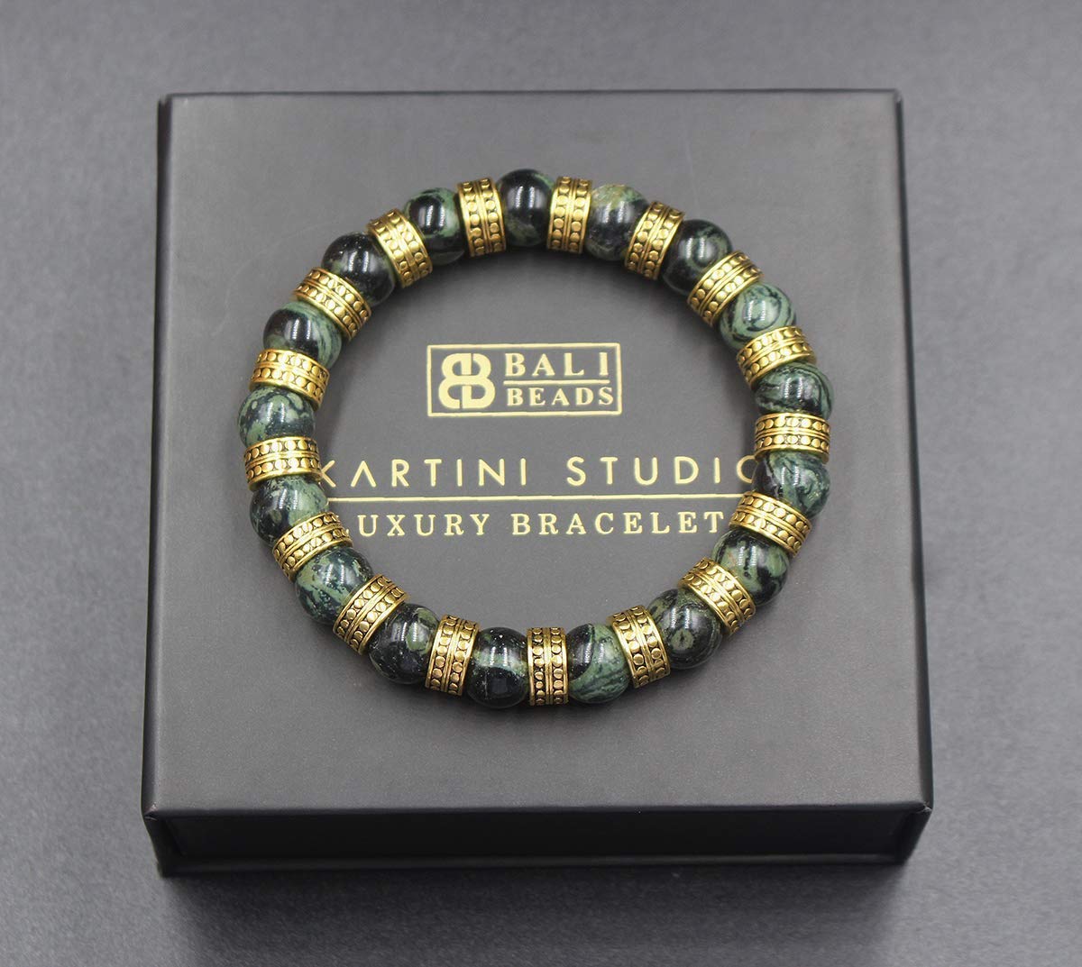 Jade and 22 Karat Gold Bracelet, Men’s Jade and Gold Bracelet, Men’s Gold Beads Bracelet