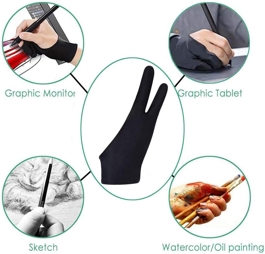 6 guantes de artista para tableta de dibujo (S M L), guantes de dibujo para tableta de dos dedos, guantes de artista digital para gráficos,