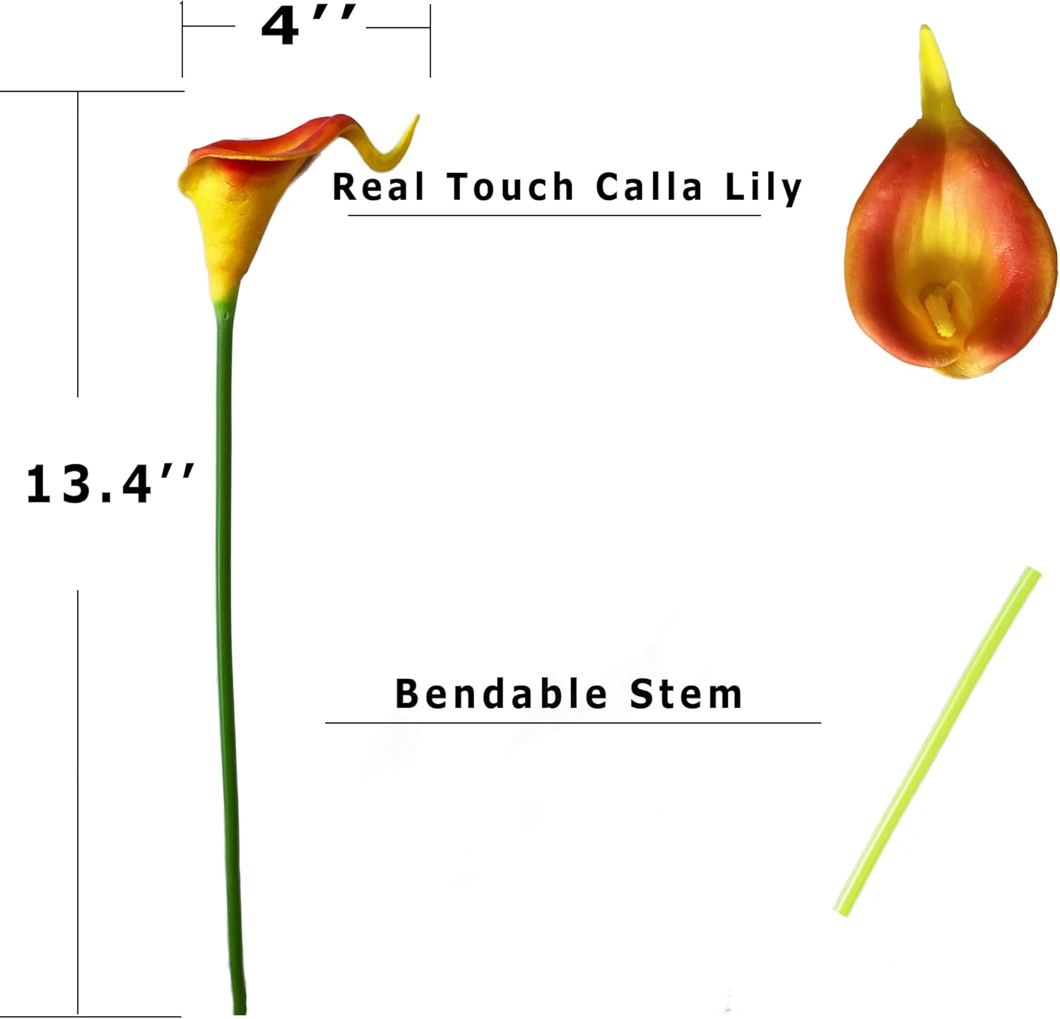 UKELER 20 flores artificiales a granel de color naranja y amarillo falsas para decoración del hogar, cocina, oficina, fiesta, boda, arreglo floral