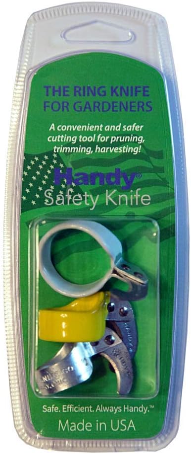 The Original Handy Safety Knife – Cuchillo de anillo utilitario para dedo con hoja afilada y curvada – Handy Gardener’s Three Pack – por Handy Twine