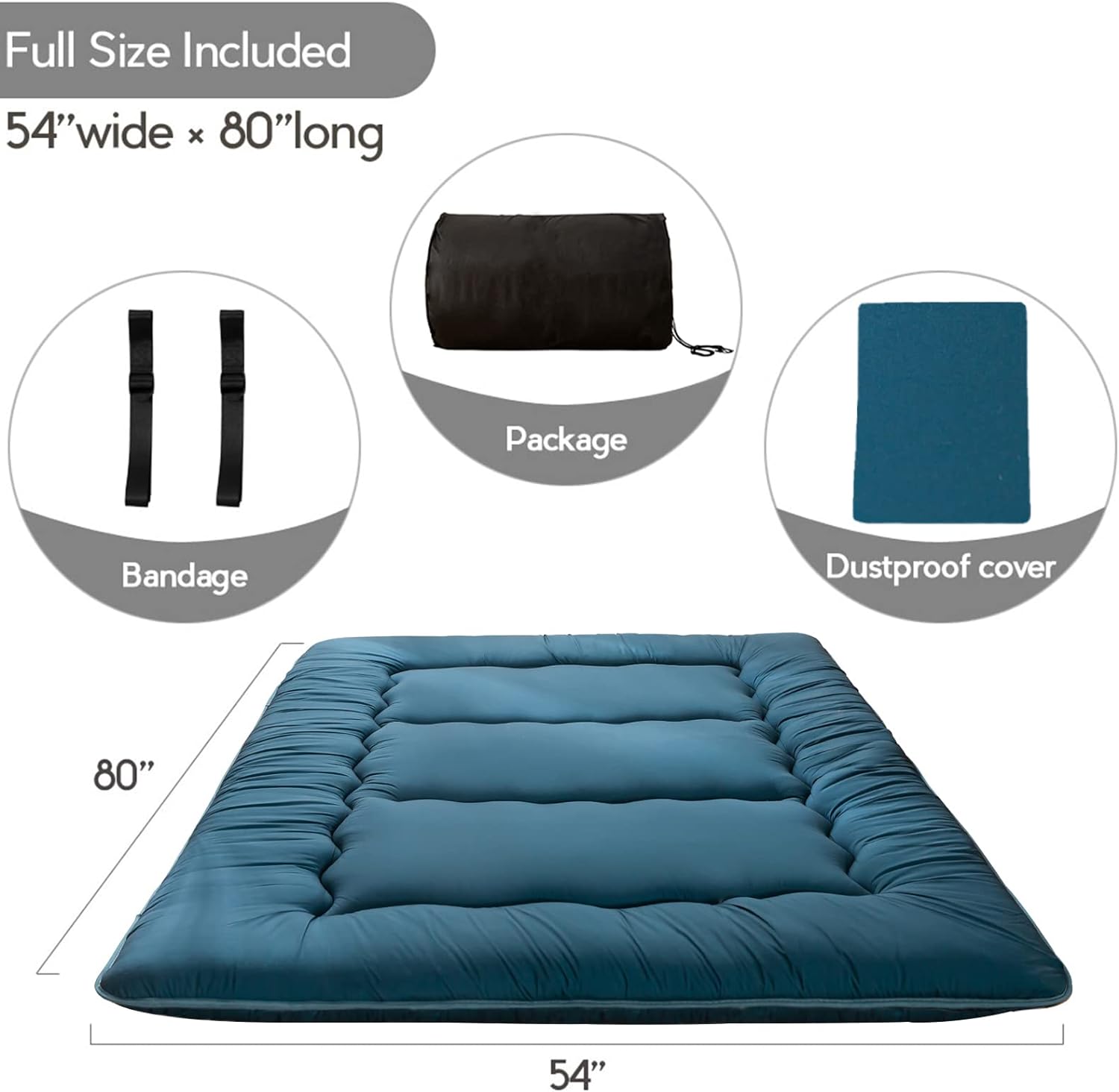 MAXYOYO Colchón japonés para el suelo, colchón de futón, almohadilla gruesa para dormir, colchón enrollable, tumbona para el suelo, colchón de