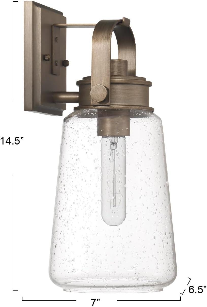 Robert Stevenson Lighting Gage – Lámpara industrial de vidrio y metal para exteriores, color oro toscano