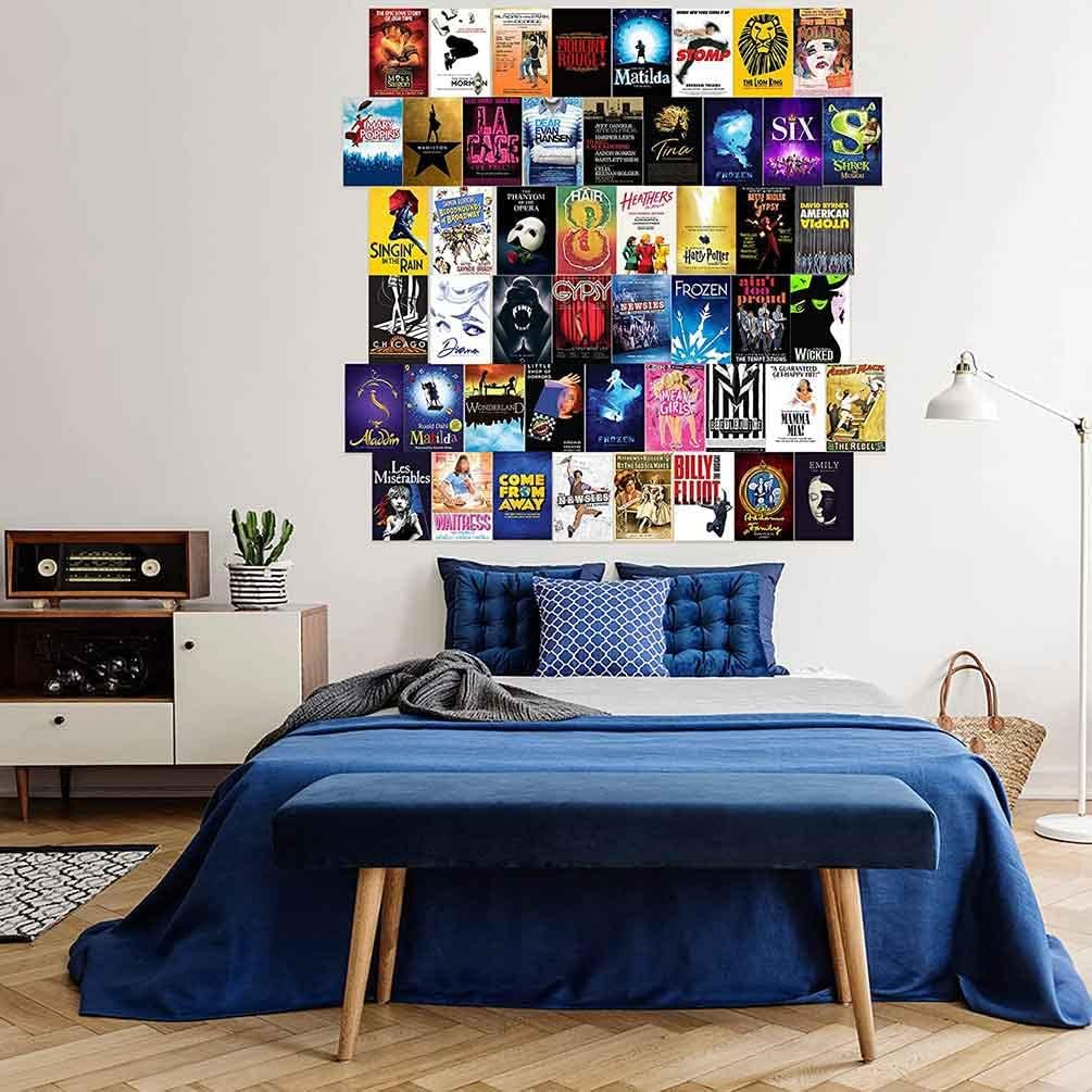 ALIBRAHIM Kit de collage de pared de teatro musical, 50 piezas, imagen estética, decoración de habitación indie, decoración de habitación de moda