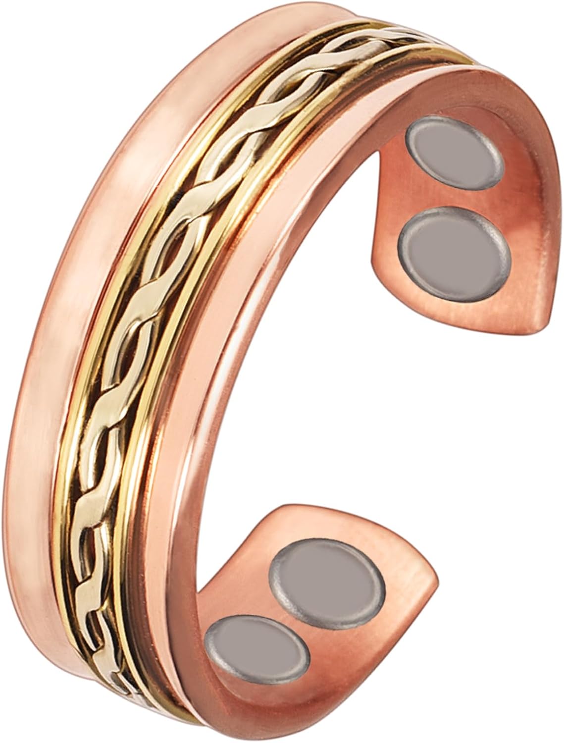 EnerCoppeX Anillos de cobre para mujer para artritis y articulación, anillo magnético ajustable para los dedos del pulgar, anillos de terapia