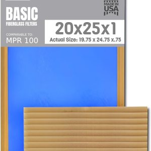 Filtro de aire de 20 x 25 x 1 pulgadas, comparable a los filtros de horno económicos básicos MPR 100, paquete de 12 filtros de fibra de vidrio no Filtro de aire de 20 x 25 x 1 pulgadas, comparable a los filtros de horno económicos básicos MPR 100, paquete de 12 filtros de fibra de vidrio no