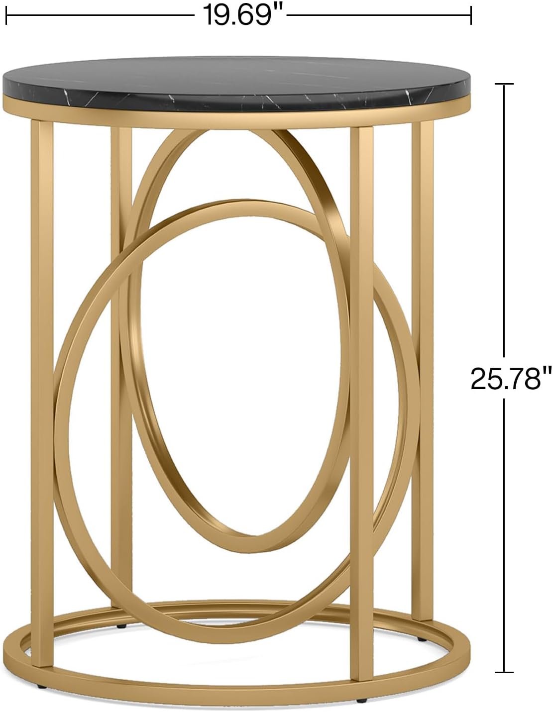 Tribesigns Mesa auxiliar redonda moderna, mesa auxiliar de sofá de 20 pulgadas, mesa de cóctel con base única dorada en forma de O, mesa decorativa