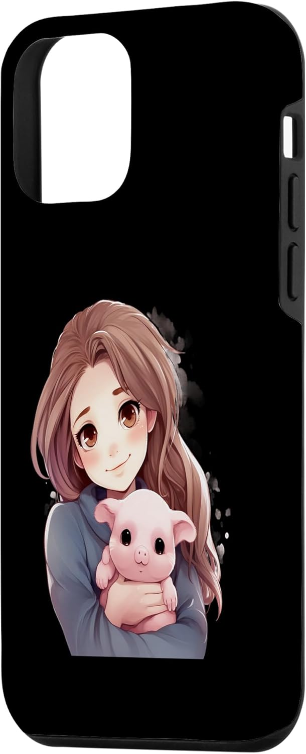iPhone 12 mini cute girl hugging pig animal rights friend pet lover Idea Cr Case