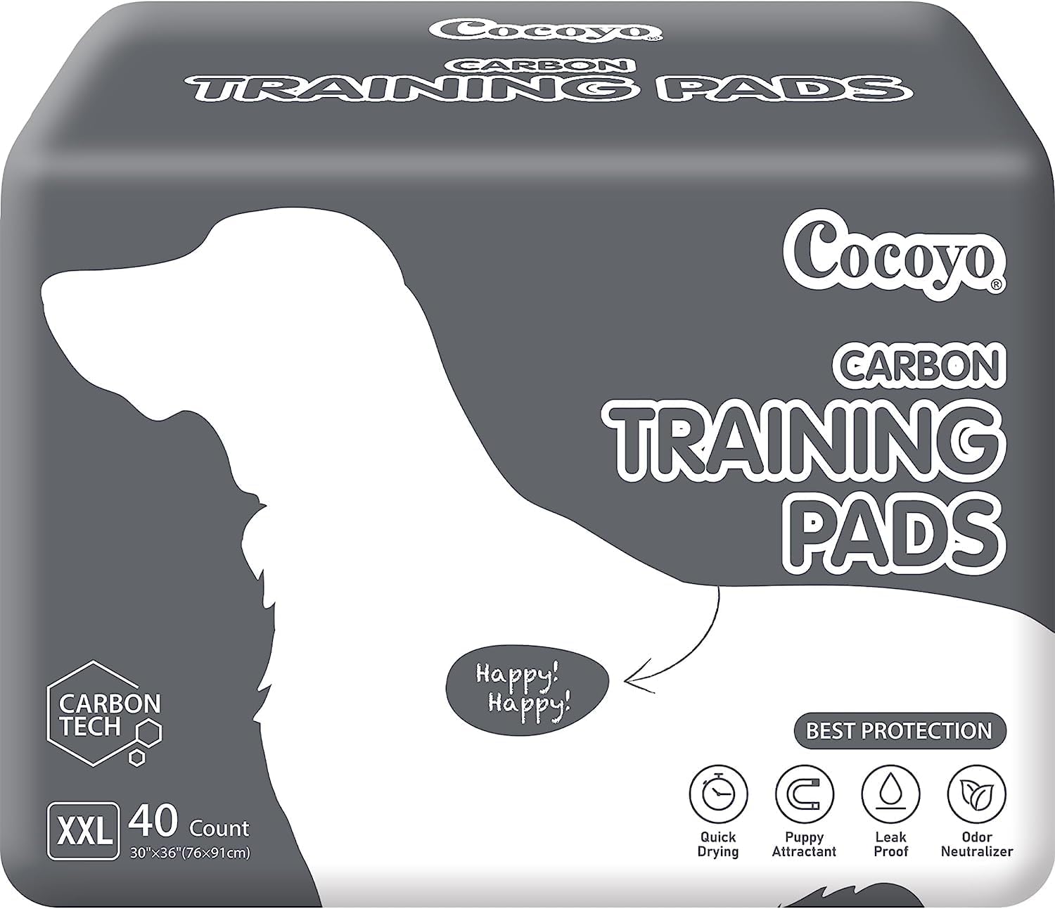 COCOYO Almohadillas de entrenamiento para perros de tamaño extra grande, absorción de carbono que elimina el olor de orina, almohadillas de carbón