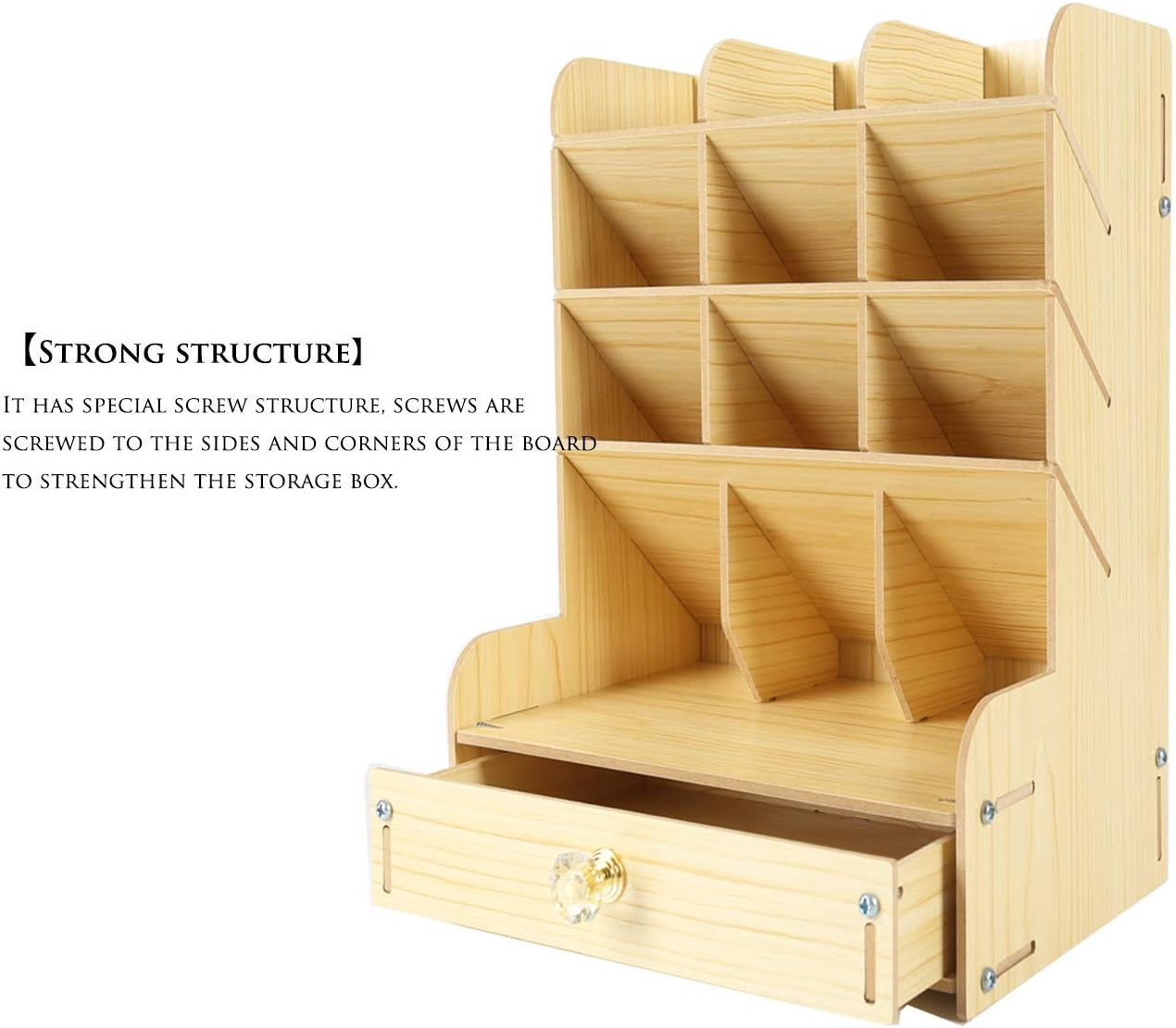 Catekro Organizador de escritorio de madera con cajones, organizador de escritorio, organizador de suministros de arte, organizador de suministros
