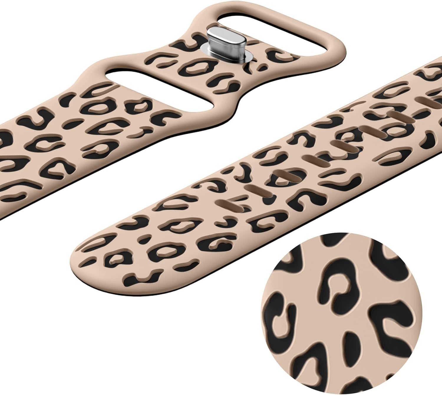 CreateGreat Correas de dos tonos grabadas de leopardo compatibles con Apple Watch Band de 1.61, 1.57, 1.49, 1.77, 1.73 y 1.65 pulgadas para mujer,