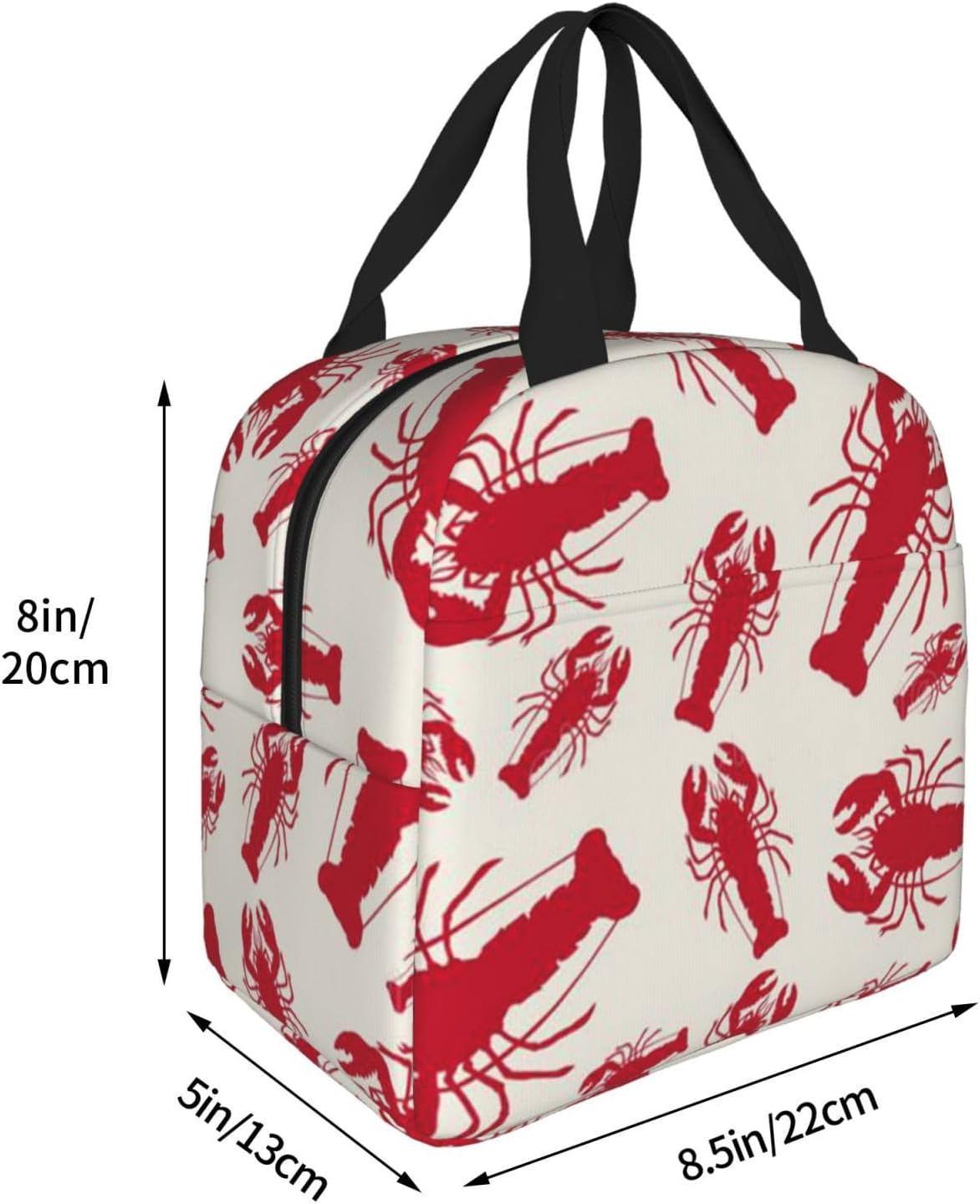 Lonchera estampada con langosta roja, bolsas de almuerzo aisladas para mujeres y hombres, lonchera reutilizable para el trabajo, picnic o viajes