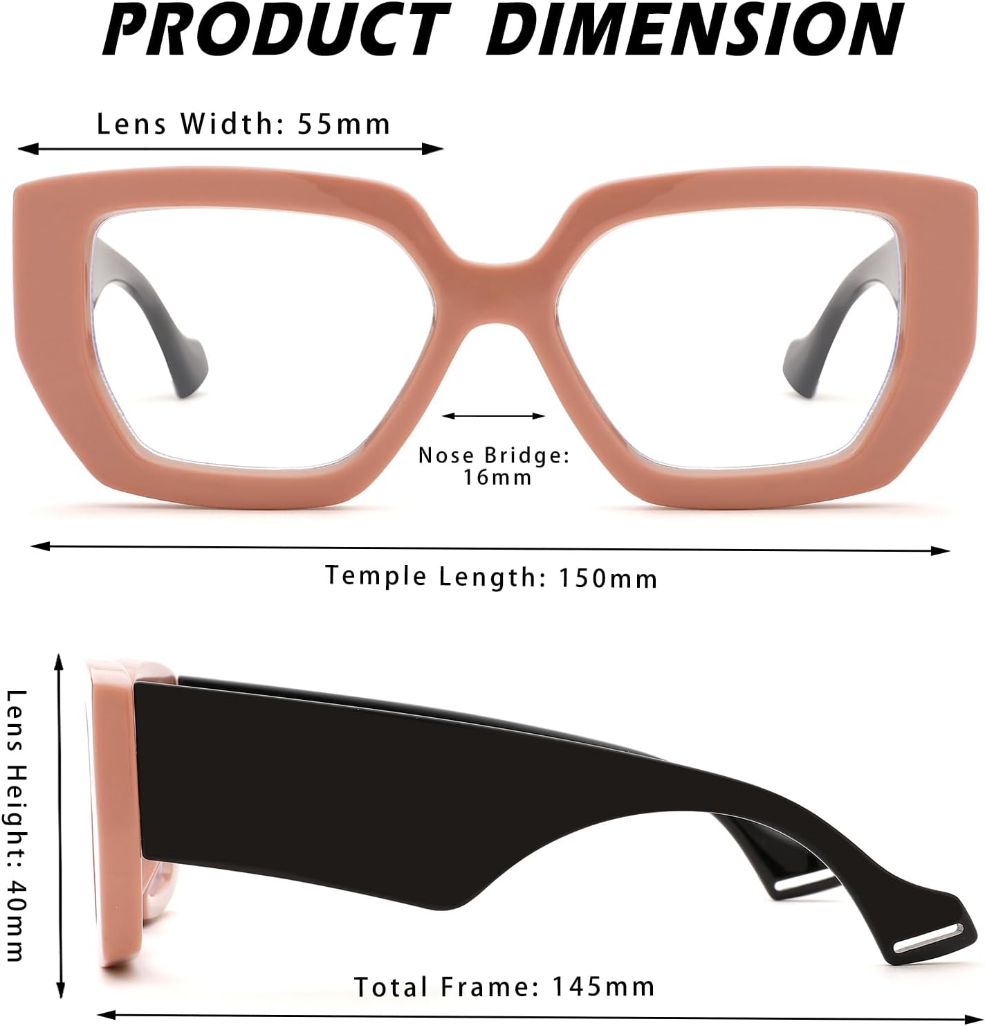 Thick Frame Blue Light Glasses for Women Men,Square Computer Gaming Eyeglasses Anti Eyestrain