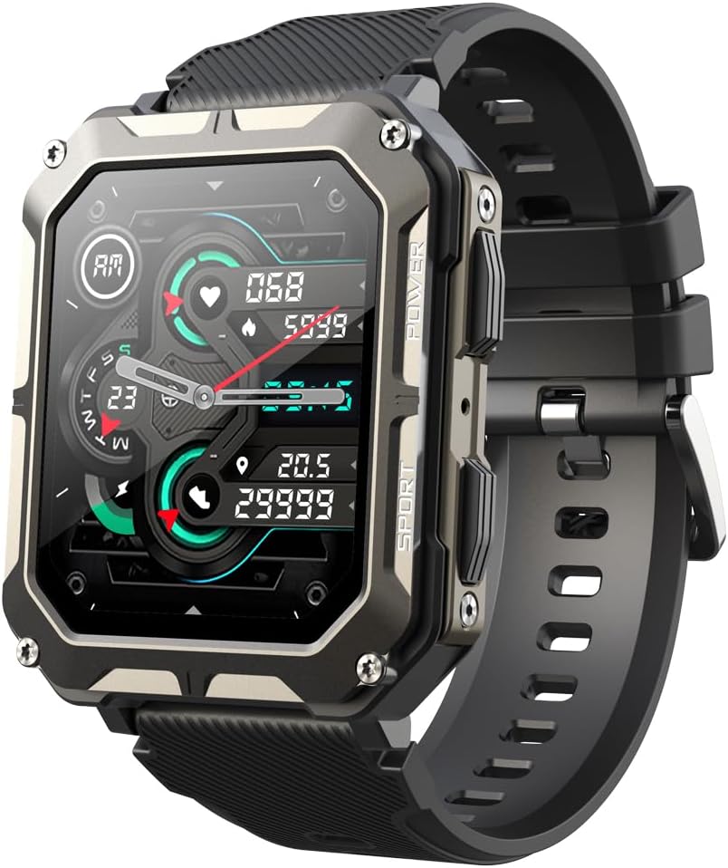 Relojes inteligentes militares de 1.83 pulgadas para hombres, reloj táctico de presión arterial, hacer y responder llamadas, contador de pasos con