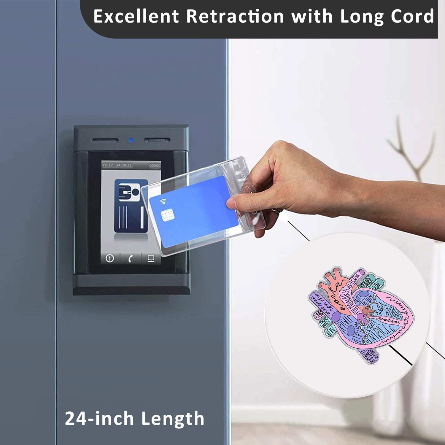 2 carretes de insignia cardíaca retráctiles para enfermeras, lindo soporte para tarjetas de identificación con clip de cocodrilo para estudiantes,