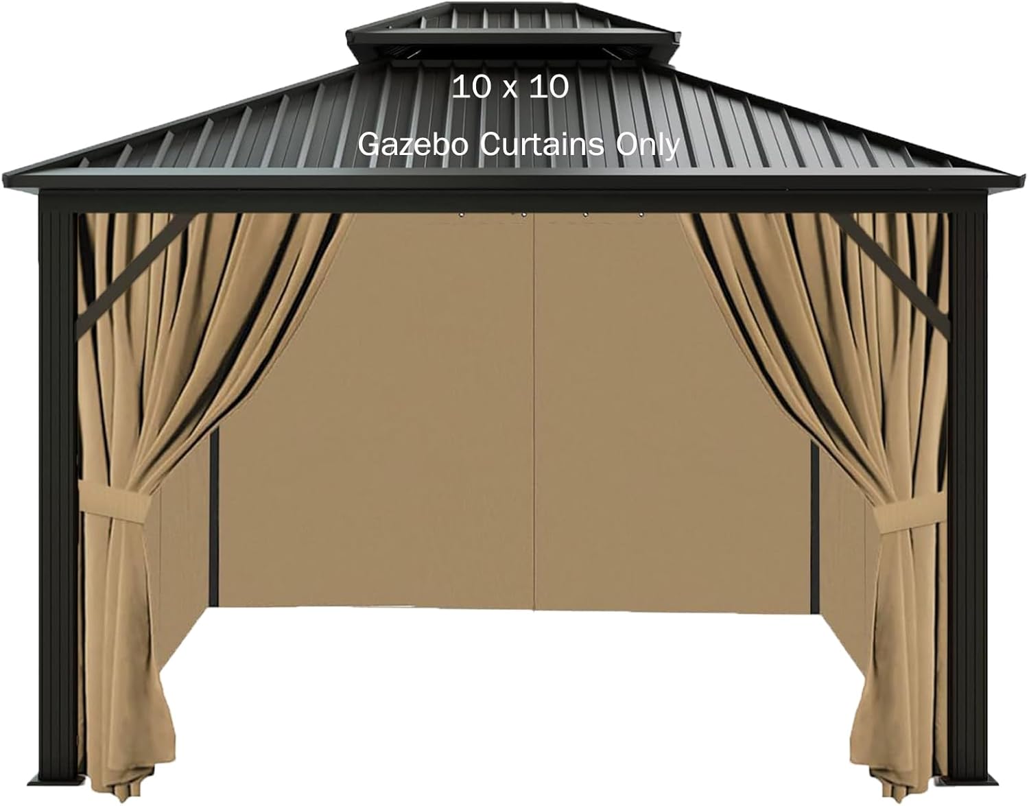 Cortinas Gazebo de 10 x 10 pies, impermeables, para exteriores, cortinas universales de repuesto, 4 paneles, paredes laterales con cremallera para