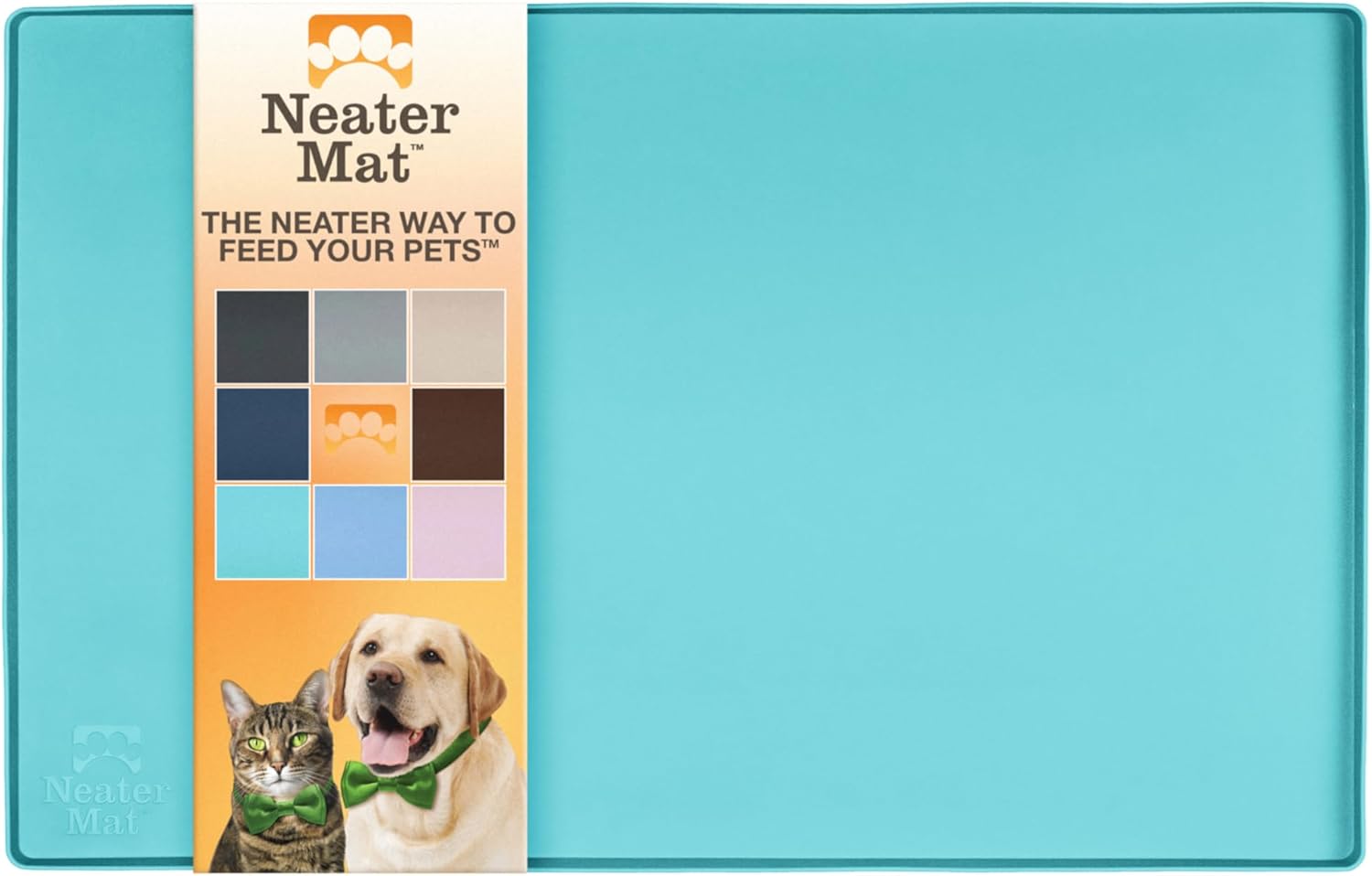 Neater Pet Brands Neater Mat – Tapetes para mascotas para comida y agua, tapete para tazón de gato y perro, de silicona impermeable, bandeja de