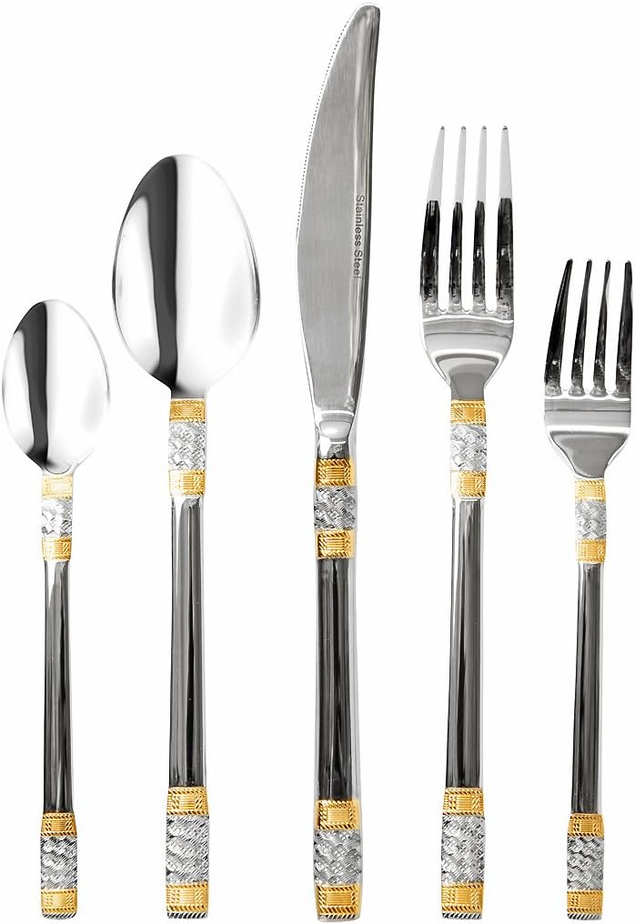 Italian Collection ‘Luxor’ – Juego de cubiertos de 20 piezas de cubiertos de alta calidad, servicio para 4, cubiertos de comedor de acero inoxidable