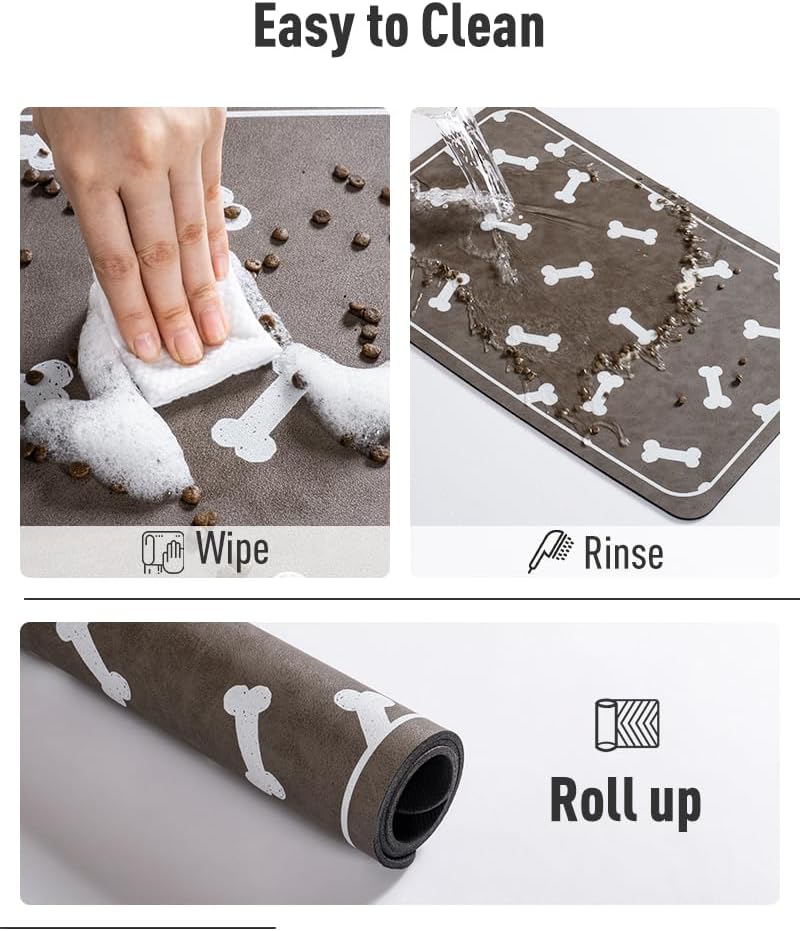 Tapete de alimentación para mascotas, tapete absorbente para comida y agua, sin manchas, fácil de limpiar, dispensador de agua para perros, tapete